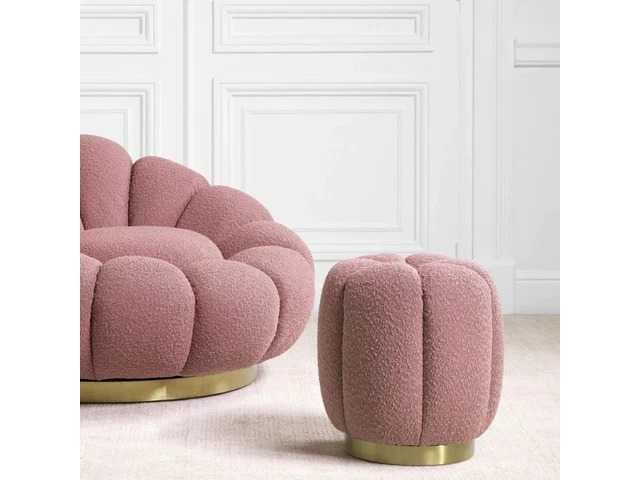 Set van 3 lotus poufs witte krulwol c0 en 1 roze - afbeelding 3 van  4