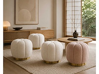 Set van 3 lotus poufs witte krulwol c0 en 1 roze
