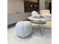 Set van 3 lotus poufs witte krulwol c0 en 1 roze - afbeelding 2 van  4