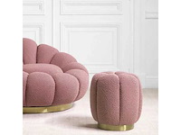 Set van 3 lotus poufs witte krulwol c0 en 1 roze - afbeelding 3 van  4