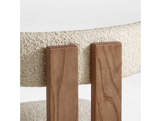 Set van 3 luna-stoelen - walnoothouten frame - beige krulbare wollen stoel - afbeelding 4 van  8