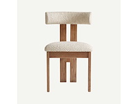 Set van 3 luna-stoelen - walnoothouten frame - beige krulbare wollen stoel - afbeelding 7 van  8