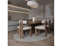 Set van 3 luna-stoelen - walnoothouten frame - beige krulbare wollen stoel - afbeelding 1 van  7
