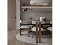 Set van 3 luna-stoelen - walnoothouten frame - beige krulbare wollen stoel - afbeelding 3 van  7