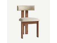 Set van 3 luna-stoelen - walnoothouten frame - beige krulbare wollen stoel - afbeelding 4 van  7