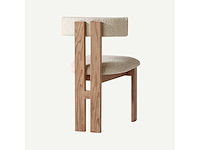Set van 3 luna-stoelen - walnoothouten frame - beige krulbare wollen stoel - afbeelding 5 van  7