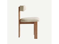 Set van 3 luna-stoelen - walnoothouten frame - beige krulbare wollen stoel - afbeelding 7 van  7