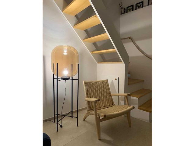 Set van 3 onda vloerlampen 95cm + licht amberkleurige lamp - afbeelding 3 van  4