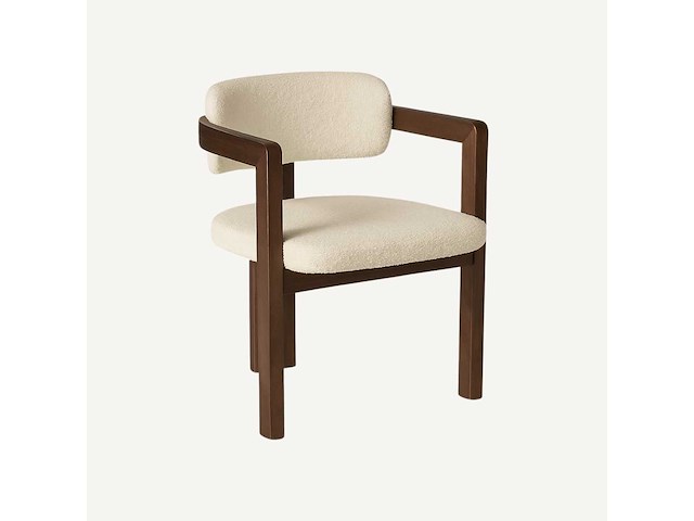 Set van 3 paloma mix stoelen: zwart hout/wit krulwol zitje co + donker walnoothout - beige krulwol c1 + licht walnoothout - wit krulwol c0 - afbeelding 3 van  6