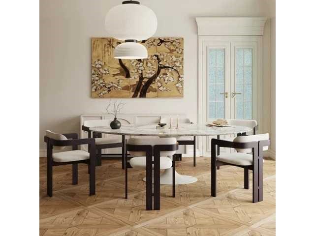 Set van 3 paloma mix stoelen: zwart hout/wit krulwol zitje co + donker walnoothout - beige krulwol c1 + licht walnoothout - wit krulwol c0 - afbeelding 6 van  6
