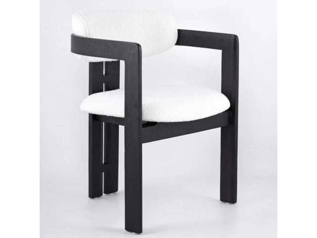 Set van 3 paloma mix stoelen: zwart hout/wit krulwol zitje co + donker walnoothout - beige krulwol c1 + licht walnoothout - wit krulwol c0 - afbeelding 2 van  6