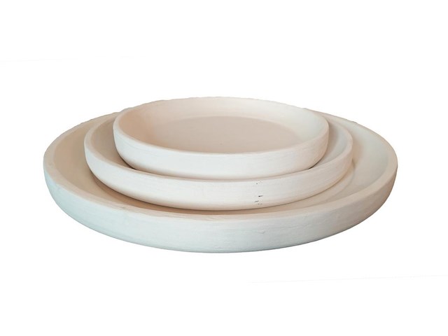 Set van 3 ronde schalen in mortex (melkkleur) - afbeelding 1 van  5