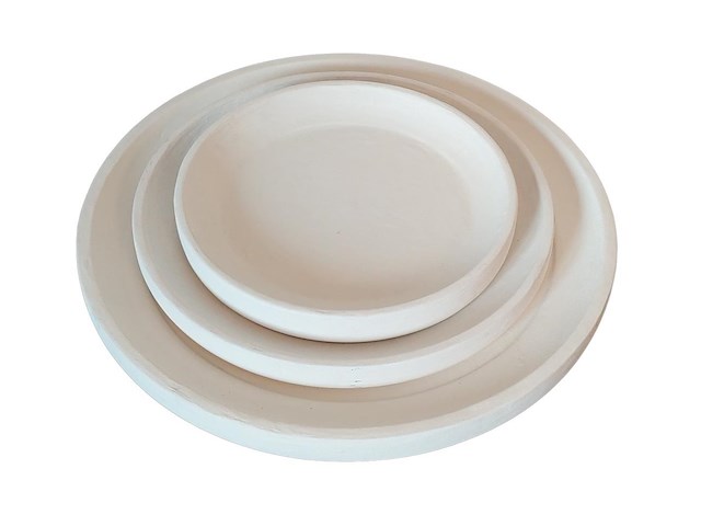 Set van 3 ronde schalen in mortex (melkkleur) - afbeelding 2 van  5