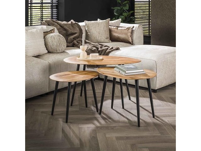 Set van 3 salontafels auranne-massief acacia - afbeelding 1 van  6