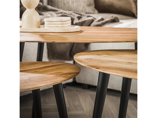 Set van 3 salontafels auranne-massief acacia - afbeelding 3 van  6