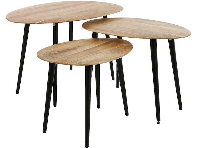 Set van 3 salontafels auranne-massief acacia - afbeelding 5 van  6