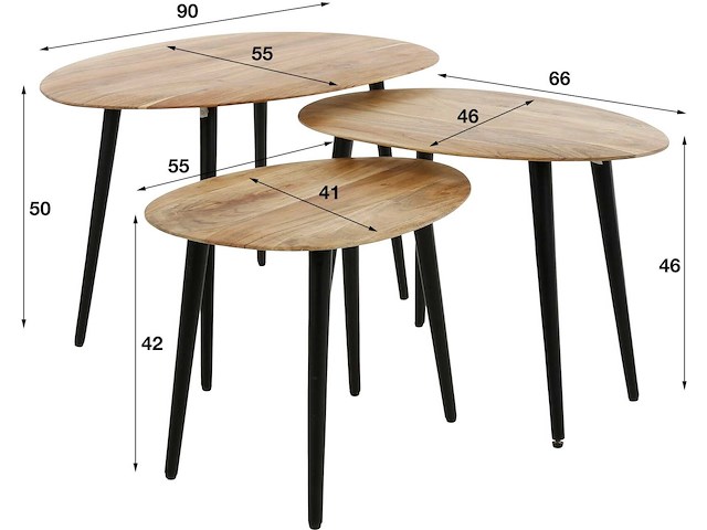 Set van 3 salontafels auranne-massief acacia - afbeelding 6 van  6
