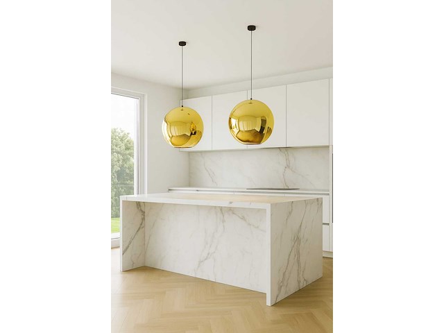 Set van 3 schaduwen 35cm gouden pendellampen - afbeelding 2 van  2