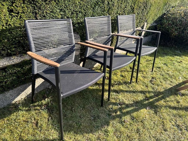 Set van 3 stapelbare alu/rope stoelen (showroom) - afbeelding 1 van  2
