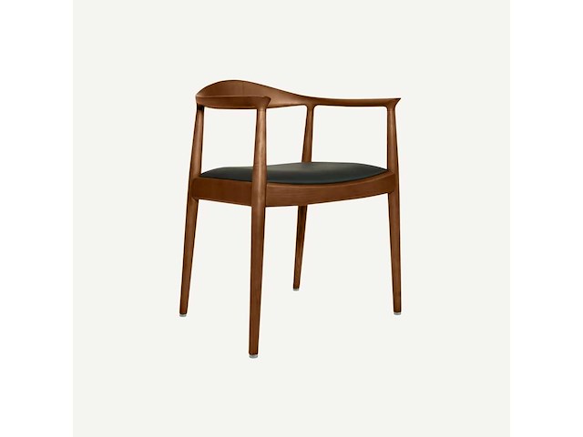 Set van 3 stoelen pp503 - walnootframe - zwarte leren stoel - afbeelding 3 van  3