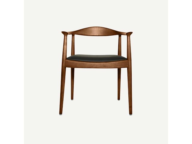 Set van 3 stoelen pp503 - walnootframe - zwarte leren stoel - afbeelding 1 van  3