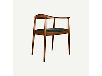 Set van 3 stoelen pp503 - walnootframe - zwarte leren stoel - afbeelding 3 van  3