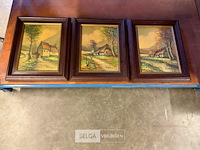 Set van 3 vintage landschapsschilderijen - afbeelding 1 van  5