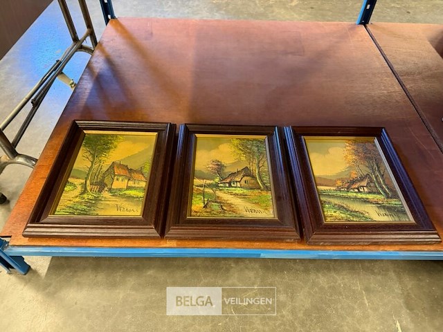 Set van 3 vintage landschapsschilderijen - afbeelding 2 van  5