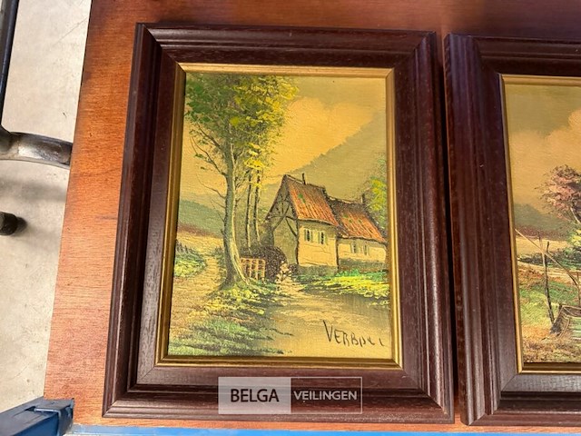 Set van 3 vintage landschapsschilderijen - afbeelding 3 van  5