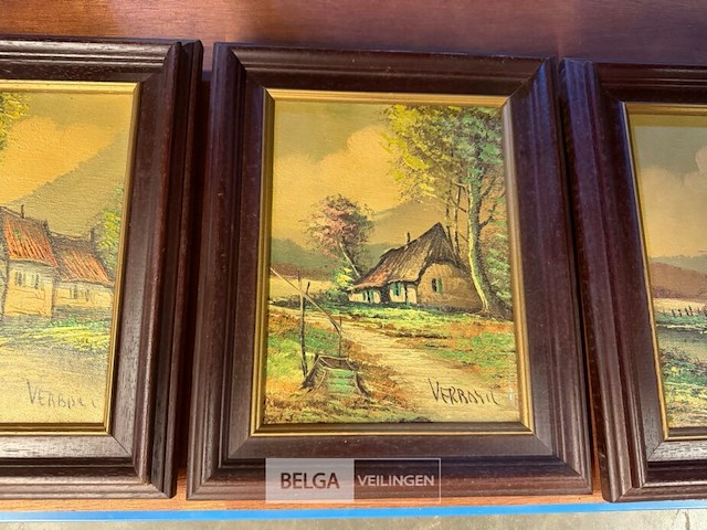 Set van 3 vintage landschapsschilderijen - afbeelding 4 van  5