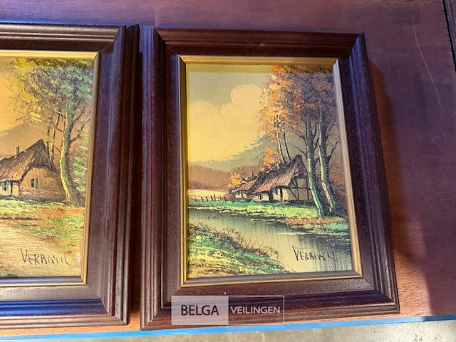 Set van 3 vintage landschapsschilderijen - afbeelding 5 van  5