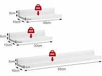 Set van 3 wandplanken, zwevende plank, wandplank, met rand - afbeelding 3 van  4