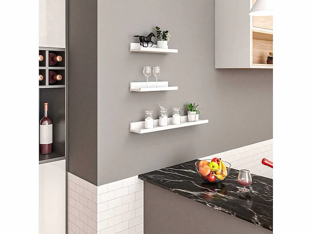 Set van 3 wandplanken, zwevende plank, wandplank, met rand - afbeelding 4 van  4