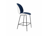 Set van 3 zwarte bella voetenkrukjes - 65 cm - witte plastic zitting en blauwe stoffen - afbeelding 2 van  2
