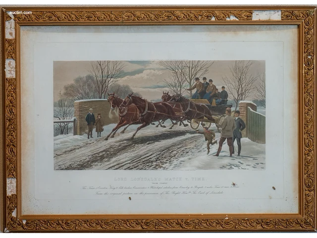 Set van 4 antieke ingekleurde lithografie "lord... - afbeelding 3 van  4
