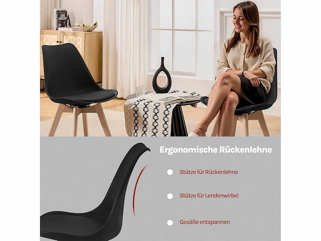 Set van 4 draaibare eetkamerstoelen, modern ontwerp - afbeelding 6 van  8