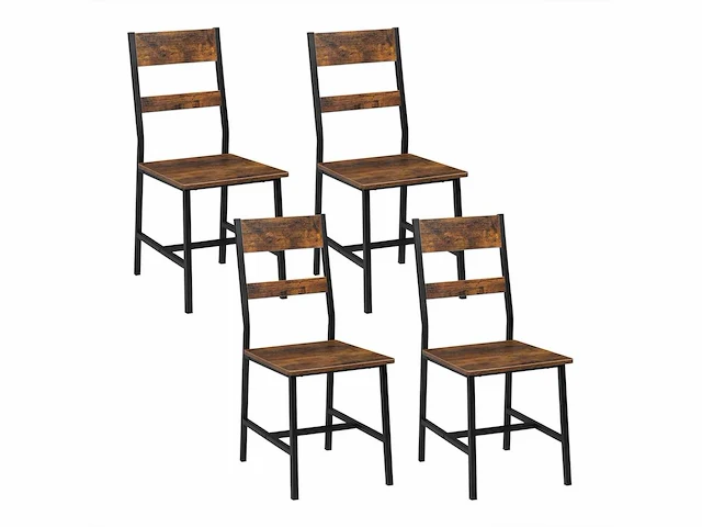 Set van 4 eetkamerstoelen, industriële stijl, bruin - afbeelding 2 van  4