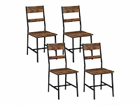 Set van 4 eetkamerstoelen, industriële stijl, bruin - afbeelding 2 van  4