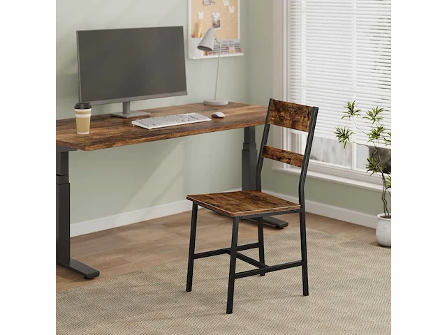 Set van 4 eetkamerstoelen, industriële stijl, bruin - afbeelding 4 van  4