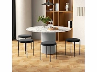 Set van 4 eetkamerstoelen, rugloze keukenstoelen, gestoffeerde stoel