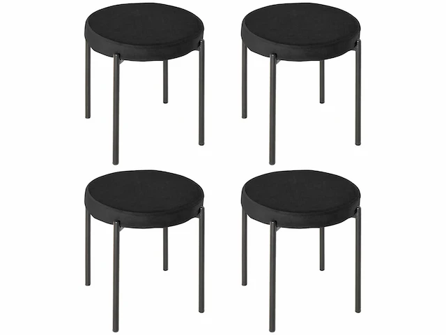 Set van 4 eetkamerstoelen, rugloze keukenstoelen, gestoffeerde stoel - afbeelding 2 van  4