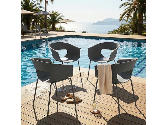 Set van 4 ergonomische tuinstoelen met uitsparingsontwerp, armleuningen, weerbestendig - afbeelding 1 van  3