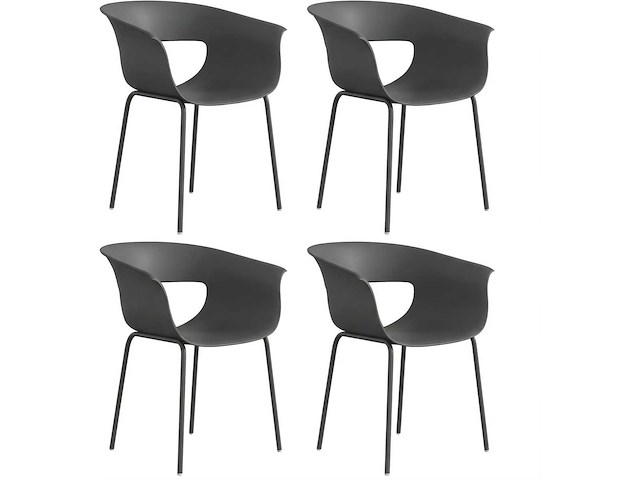 Set van 4 ergonomische tuinstoelen met uitsparingsontwerp, armleuningen, weerbestendig - afbeelding 2 van  3