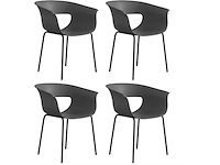 Set van 4 ergonomische tuinstoelen met uitsparingsontwerp, armleuningen, weerbestendig - afbeelding 2 van  3