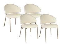 Set van 4 getextureerde stoffen en beige metalen stoelen - crèmekleurig - afbeelding 2 van  7