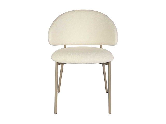 Set van 4 getextureerde stoffen en beige metalen stoelen - crèmekleurig - afbeelding 3 van  7