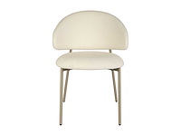 Set van 4 getextureerde stoffen en beige metalen stoelen - crèmekleurig - afbeelding 3 van  7