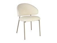 Set van 4 getextureerde stoffen en beige metalen stoelen - crèmekleurig - afbeelding 4 van  7