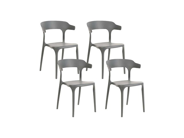 Set van 4 lichtgrijze eetkamerstoelen - afbeelding 1 van  4