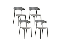 Set van 4 lichtgrijze eetkamerstoelen - afbeelding 1 van  4